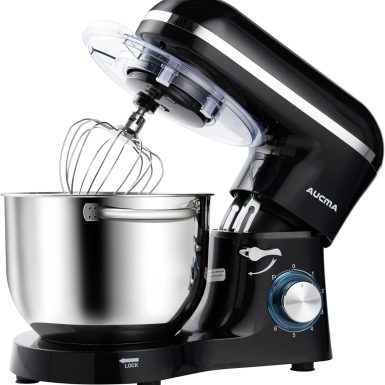 Aucma Stand Mixer,6.5-QT 660W 6-Speed Tilt-Head Food Mixer, Kitchen Electric Mixer with Dough Hook, Wire Whip & Beater (6.5QT, Black)